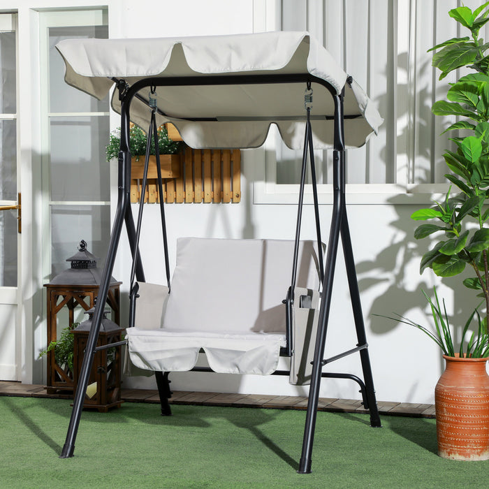 Outsunny 1-seat Patio Swing Chair With Adjustable Canopy And Cushions