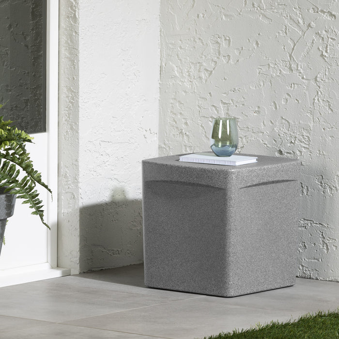 Dalya Square Outdoor Side Table - Mottled Grey