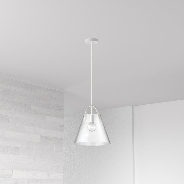 Dainolite Polly 1 Light Pendant Medium Matte White Finish Clear Glass Lamp