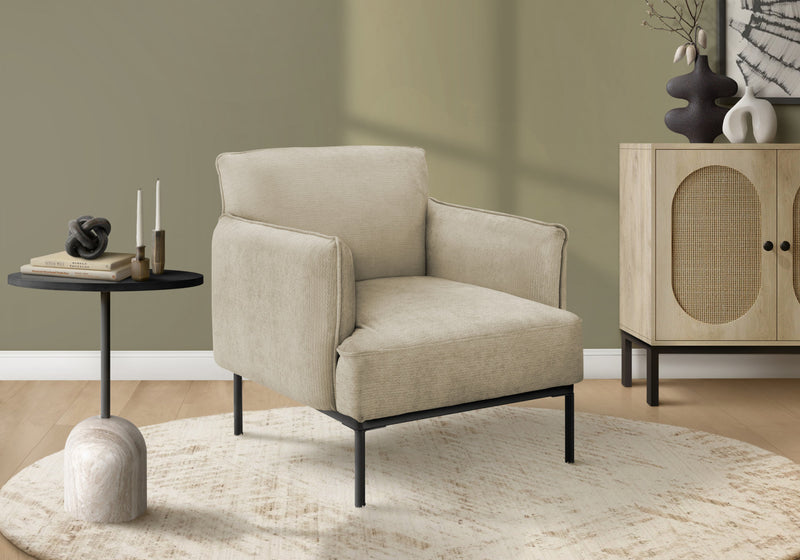 Monarch Specialties - Accent Chair, 33\" H, Upholstered, Living Room, Bedroom, Beige Fabric, Contemporary