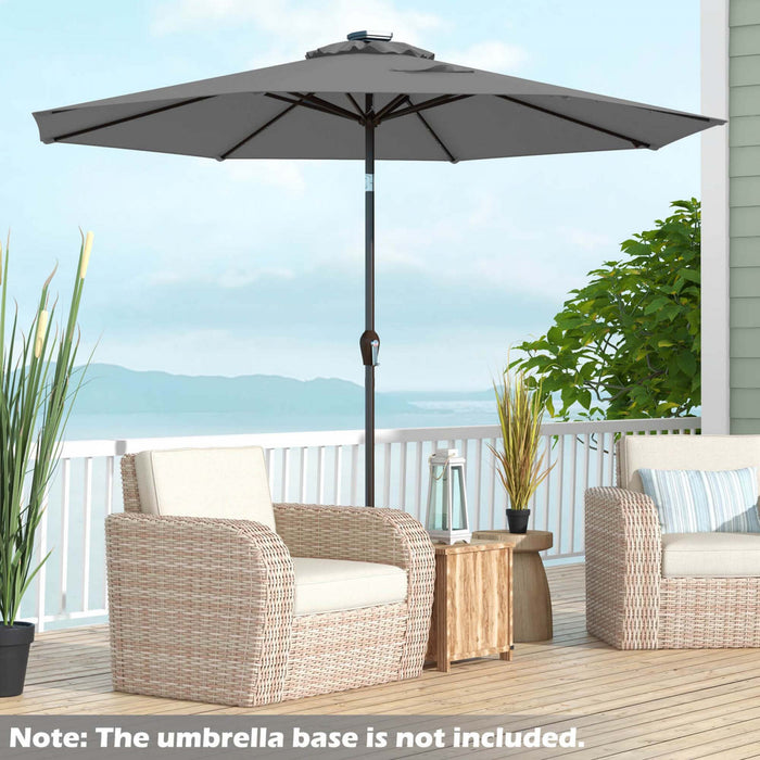 Costway 10FT Patio Solar Umbrella LED Patio Market Steel Tilt with Crank Outdoor Gray