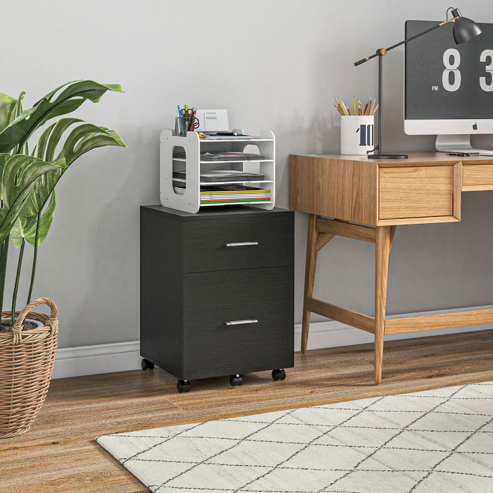Vinsetto Filing Cabinet For Letter Or A4 Files W/ 2 Drawers Casters
