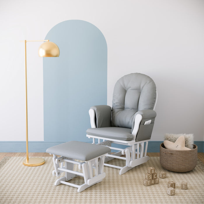 Storkcraft Hoop Glider and Ottoman - White/Light Gray
