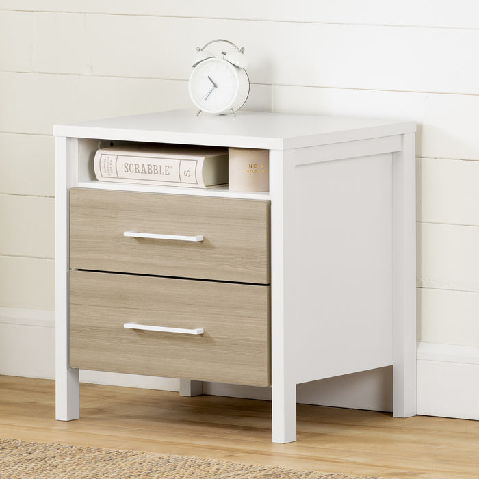 Munich 2-drawer Nightstand - White And Soft Elm 