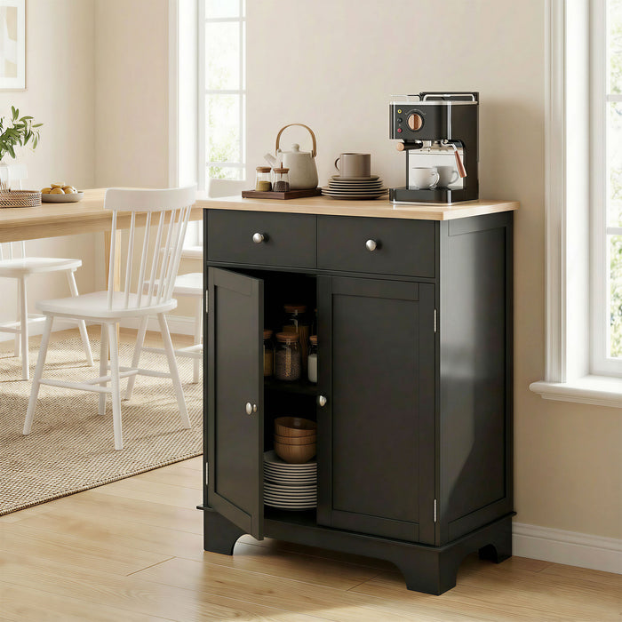 HOMCOM Kitchen Storage Cabinet, Sideboard Floor Cupboard with 2 Drawers