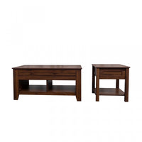 Strauss Lift-top Coffee & End Table Brown, Set Of 2 Occasional Table Package 