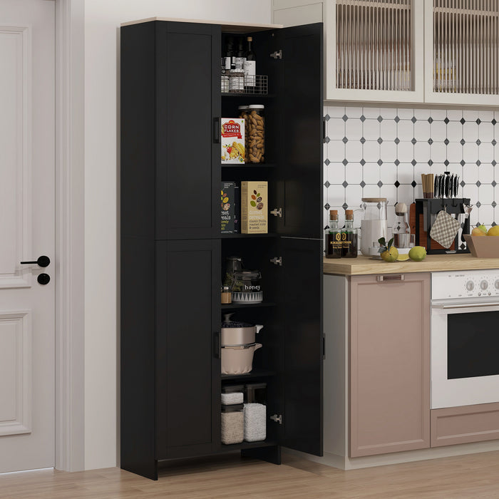 HOMCOM 67\" Kitchen Pantry 4-door Storage Cabinet with Adjustable Shelves