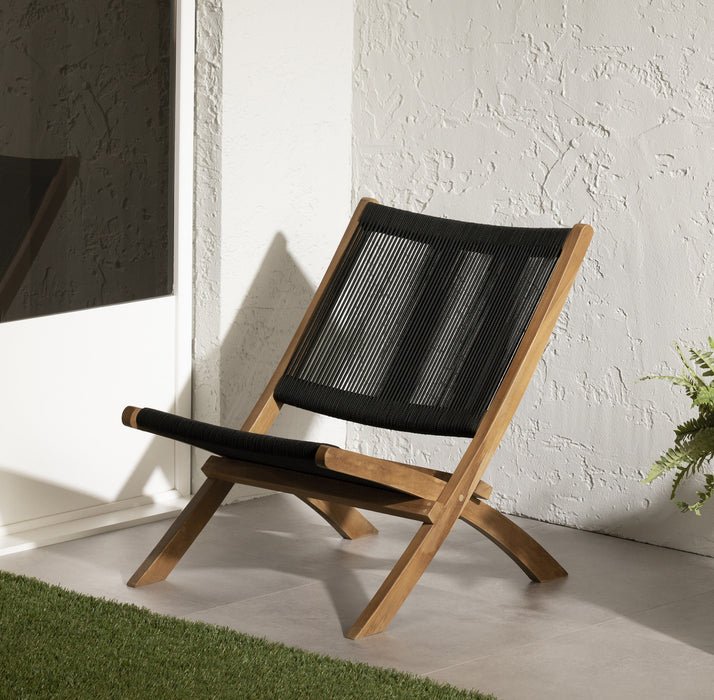 Agave Wood Rope Lounge Chair – Black/Natural