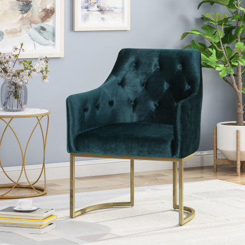 Jasmine Ergonomic Velvet Upholstery Club Chair, Teal