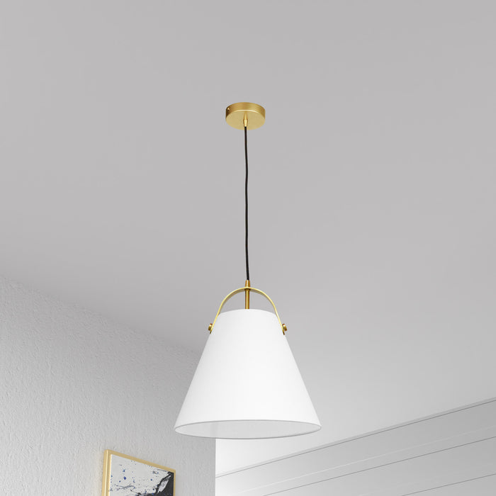 Dainolite Emperor 1 Light Pendant Aged Brass Finish White Shade Lamp