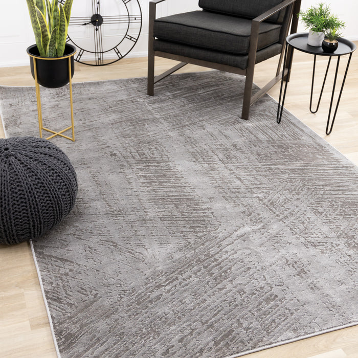Hudson Grey Cream Distressed Brushstrokes Rug, 5'3\" x 7'7\" Indoor Area Rug