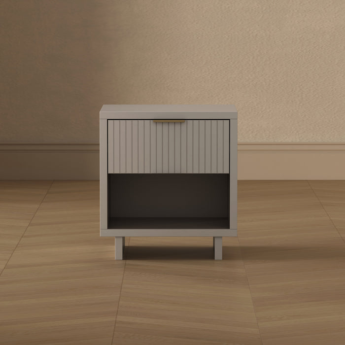 Elara Contemporary 18\" Solid Wood Nightstand in Light Gray (1-Drawer)