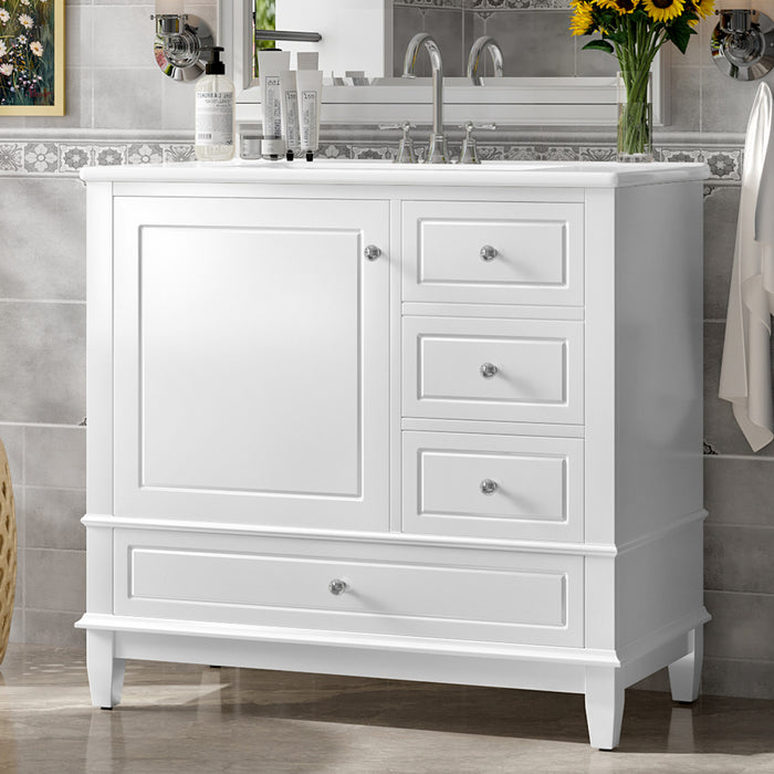 Fanny 36\" Bathroom Vanity with Ceramic Sink and Soft-Close Hinges, White