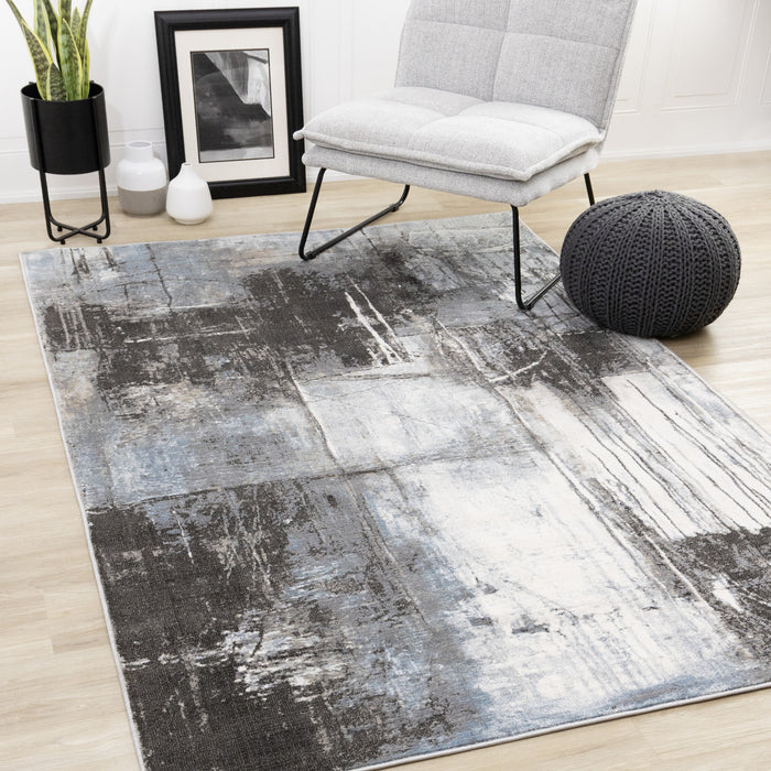 Hadley Grey Taupe Blue Distressed Design Rug, 5'3\" x 7'7\" Indoor Area Rug