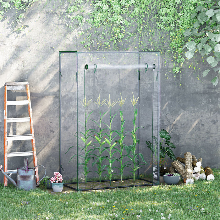 Outsunny 40\"l X 20\"w X 59\"h Walk-in Garden Greenhouse With Durable Steel Frame Outdoor Hot House Tomato Plant Warm House W/ Roll Up Door, Pvc Cover, Clear