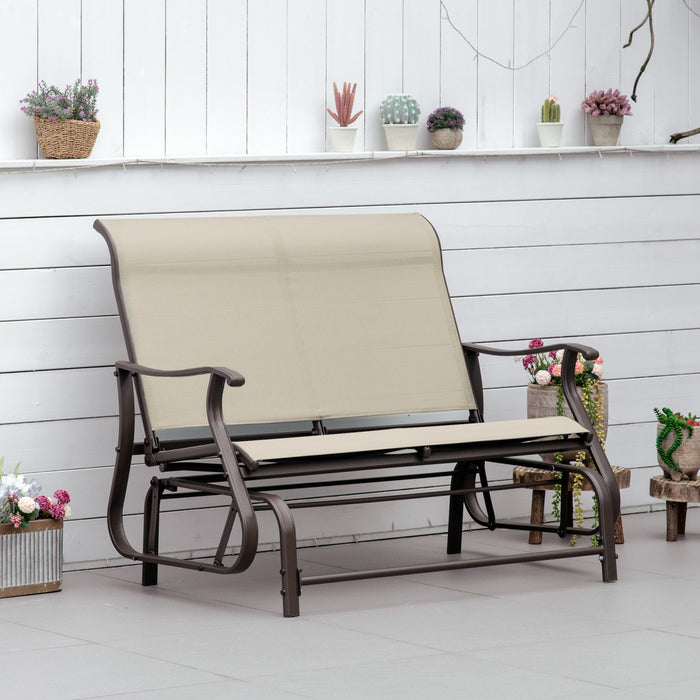 Outsunny 2-person Outdoor Glider Chair For Outdoor, Backyard, Khaki