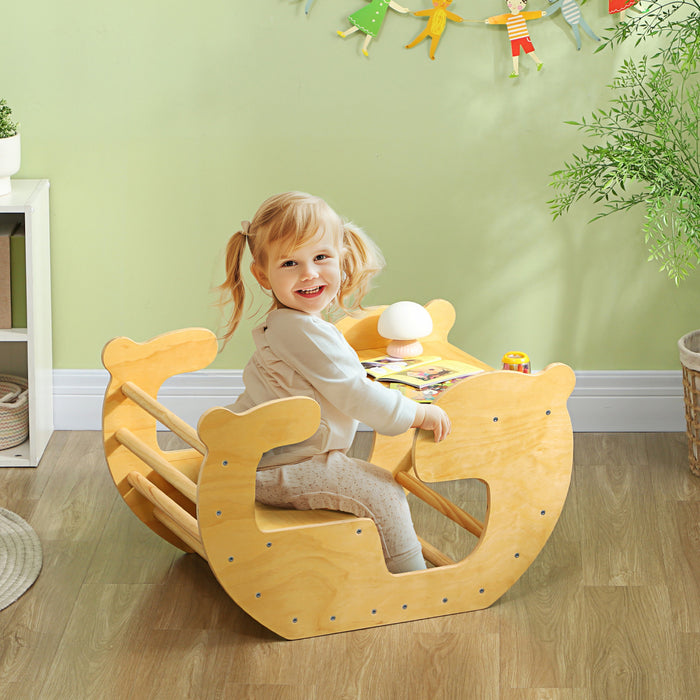 Qaba 2 In 1 Toddler Climbing Toy Indoor, Wooden Baby Arch Climber, Kids Table And Chair Set, Montessori Pikler Baby Indoor Gym Playground For Boys, Girls, Children Age 18-48 Months