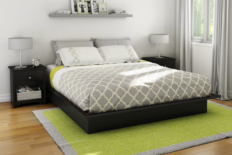 Step One Platform Bed with Moulding Pure Black - South Shore King Bed