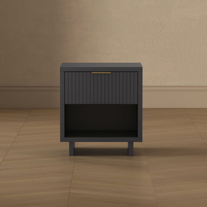 Elara Contemporary 18\" Solid Wood Nightstand in Charcoal Gray (1-Drawer)