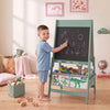 Qaba Art Easel for Kids, 3-in-1 Double-Sided Kids Easel with Chalkboard and Whiteboard, Paper Roll, 2 Storage Bins, Under-Board Shelf, Gift for Boys Girls Ages 3-8, Green