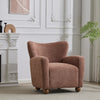 Wingate Cozy Wingback Armchair with Premium Fabric and Solid Wood Legs, Coral, Teak | Wingate Fauteuil Aile Confortable en Tissu Premium et Pieds en Bois Massif, Corail, Teck