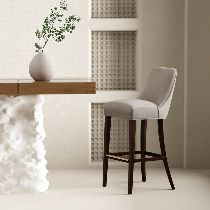 Beever Modern Wood Upholstered Chenille Barstool in Taupe