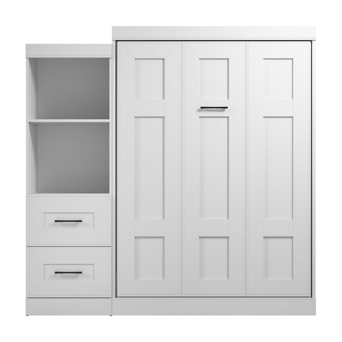 Bestar Edge Full Murphy Bed Closet Organizer with Drawers (85 W) - White