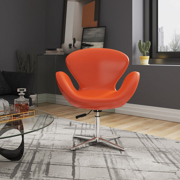 Raspberry Modern Upholstered Swivel Lounge Chair in Orange - Set of 2 Accent Chair