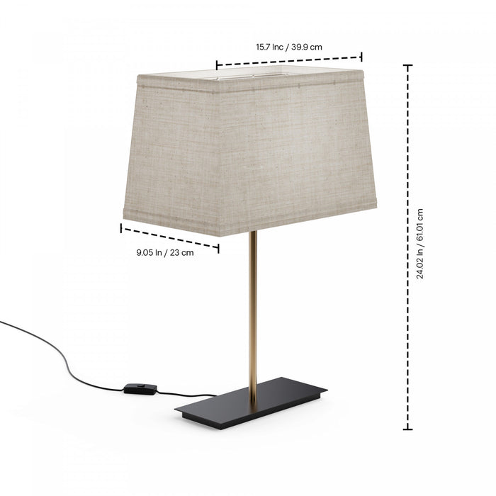 24\" Gold Classic Square Table Lamp with Textured Shade