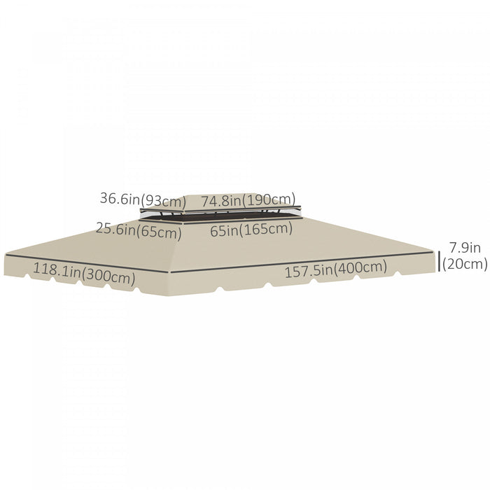 Outsunny 13.1' X 9.8' Gazebo Replacement Canopy, Gazebo Top Cover With Double Vented Roof For Garden Patio Outdoor (top Only), Beige