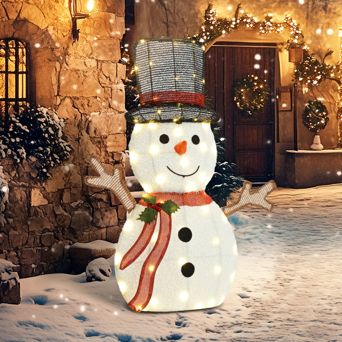 Outsunny Light Up Snowman Christmas Decoration with 56 LED Lights White