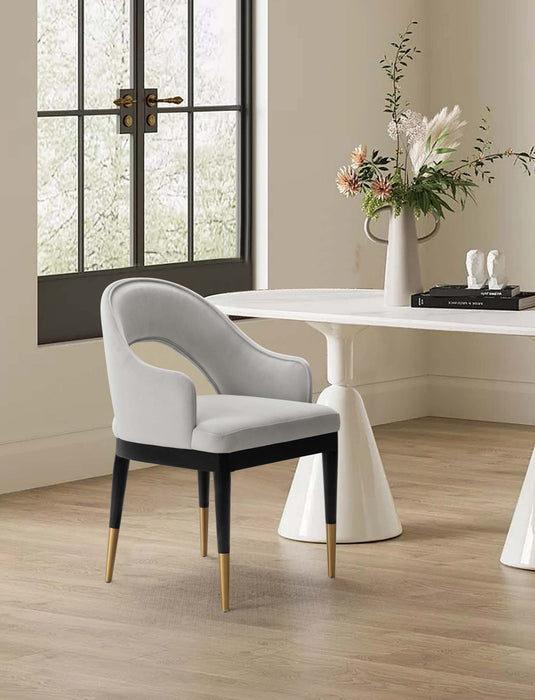 Carrington Modern Glam Upholstered Velvet Armchair in Light Gray