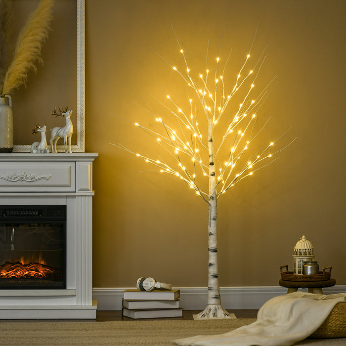 Homcom 5ft Artificial White Birch Tree For Indoor Covered Outdoor