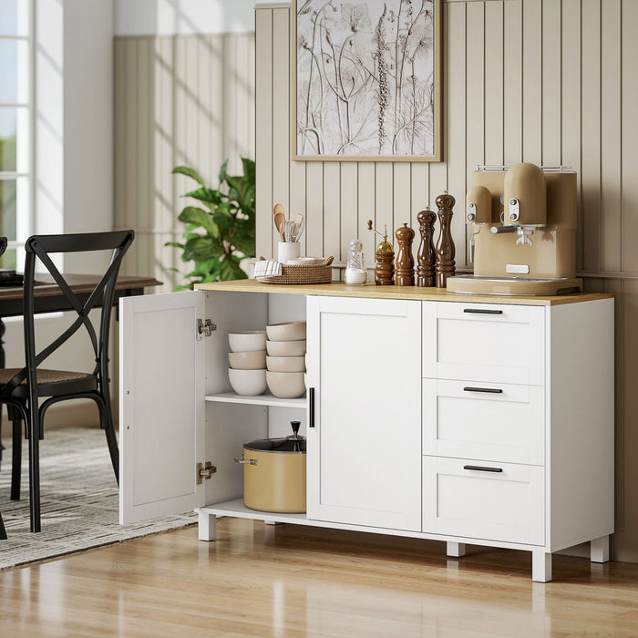 HOMCOM 47\" Buffet Cabinet with Soft-Close Doors, Modern Sideboard, White