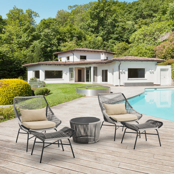 Ashland Modern 5-Piece Conversation Set in Cream