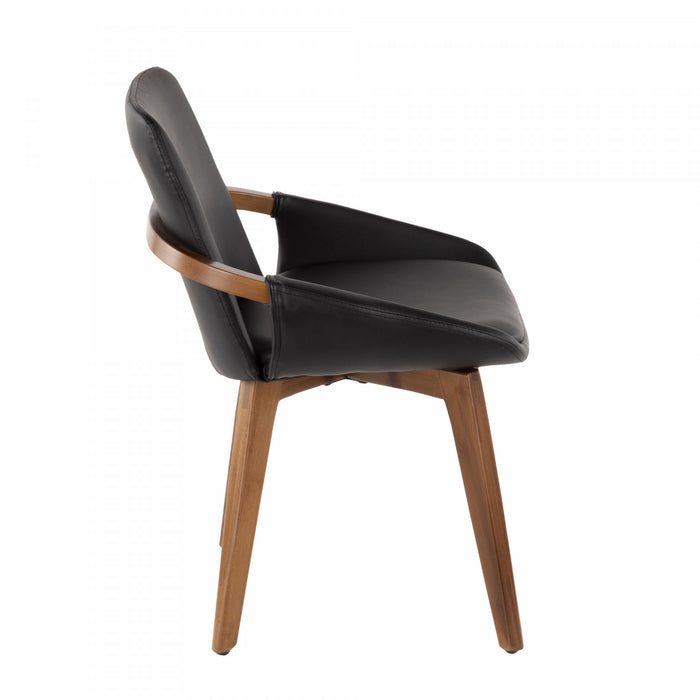 LumiSource Cosmo Faux Leather Mid-Century Dining Chair - Walnut/Black