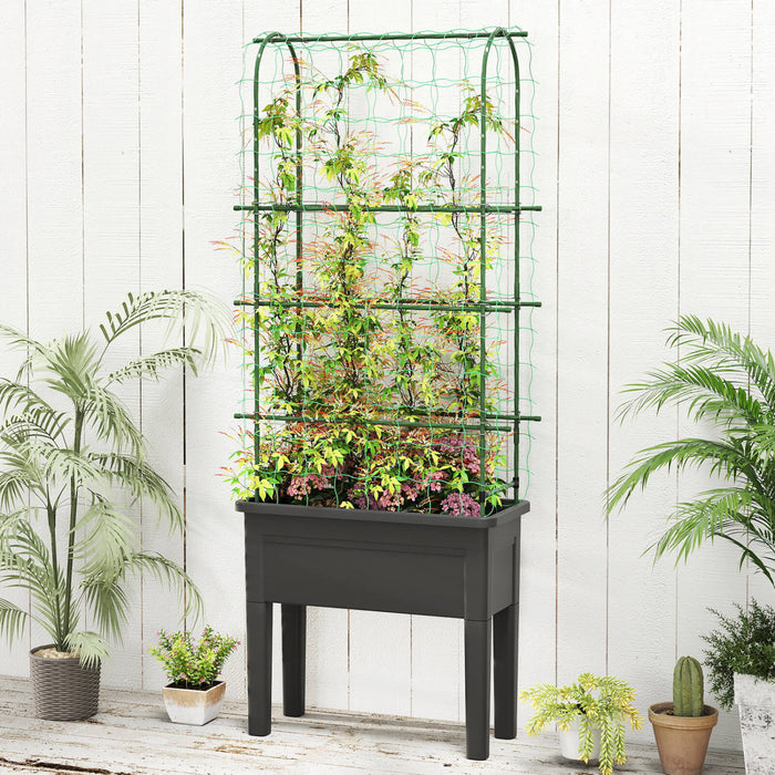 Costway Raised Garden Bed Planter Box With Climbing Trellis Water Level Indicator