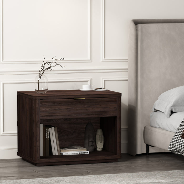 Evelyn Modern 32\" Nightstand in Brown (1-Drawer)