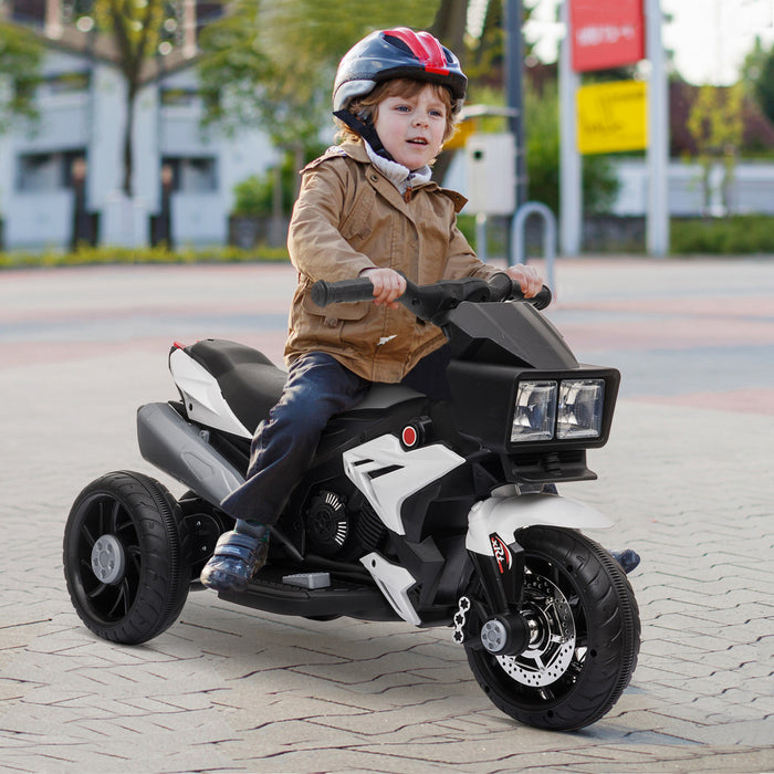 Aosom Kids Electric Pedal Motorcycle Powered Ride-On Toy 6v Battery Powered W/ Music Horn Headlights Motorbike For Girls Boy White