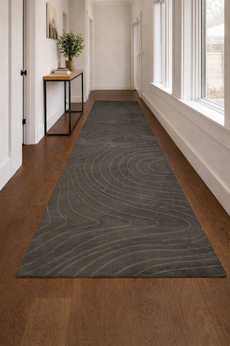 Somos Contemporary Charcoal Washable Rug 2'8\" x 8'0\" Indoor Area Rug