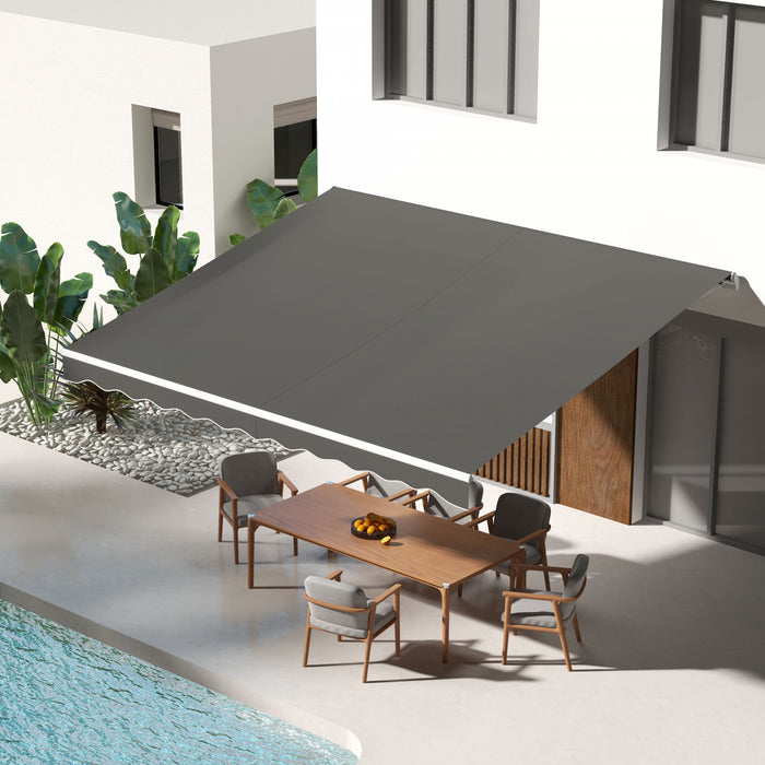 Outsunny 10' X 13' Electric Retractable Awning W/ Remote Controller, Gray