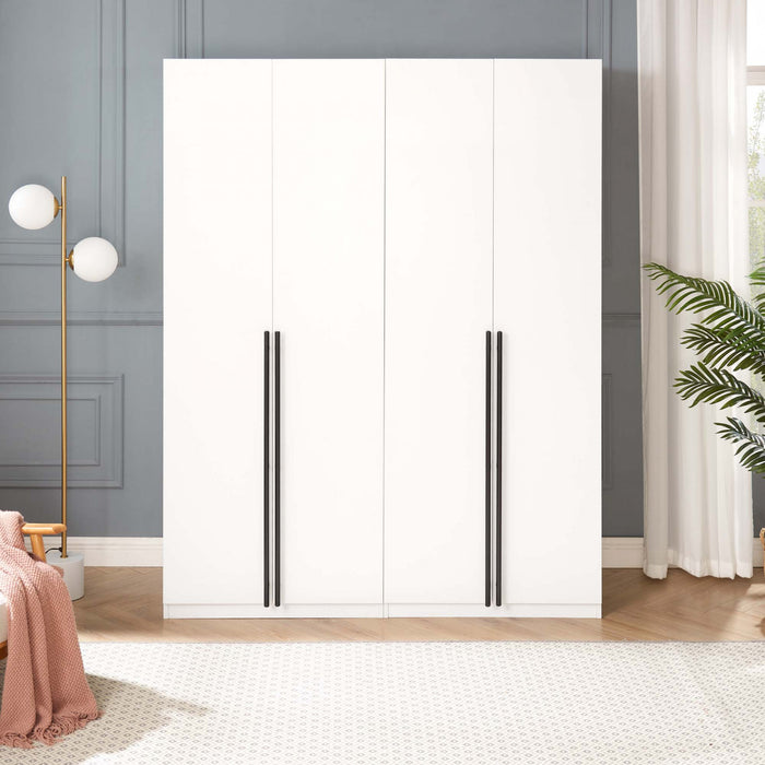 Lee Modern 32\" Wardrobe Closet in White - Set of 2 Armoire