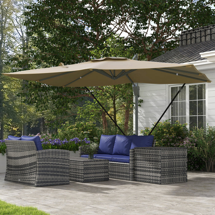 Outsunny 10' X 13' Cantilever Patio Umbrella With Windproof Straps, Khaki