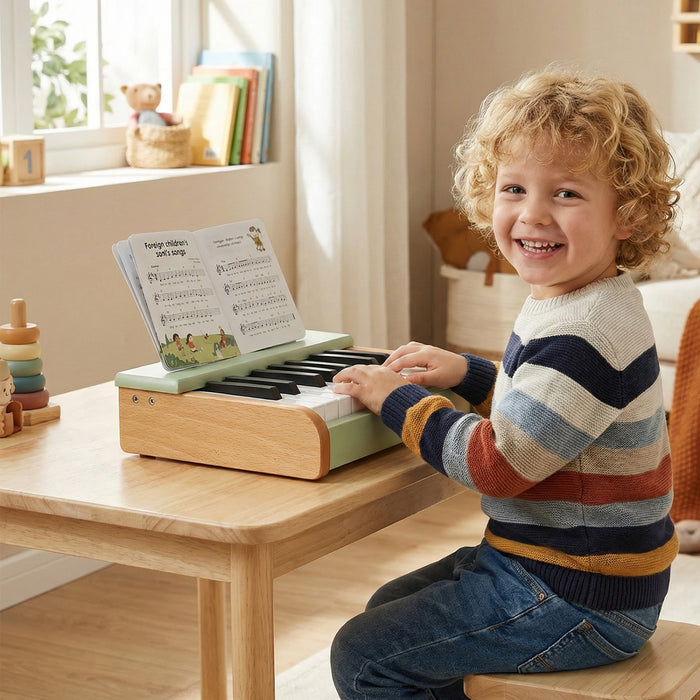 Costway 18 Keys Kids Piano Keyboard with Removable Music Stand One-key Start for Boys Girls Green