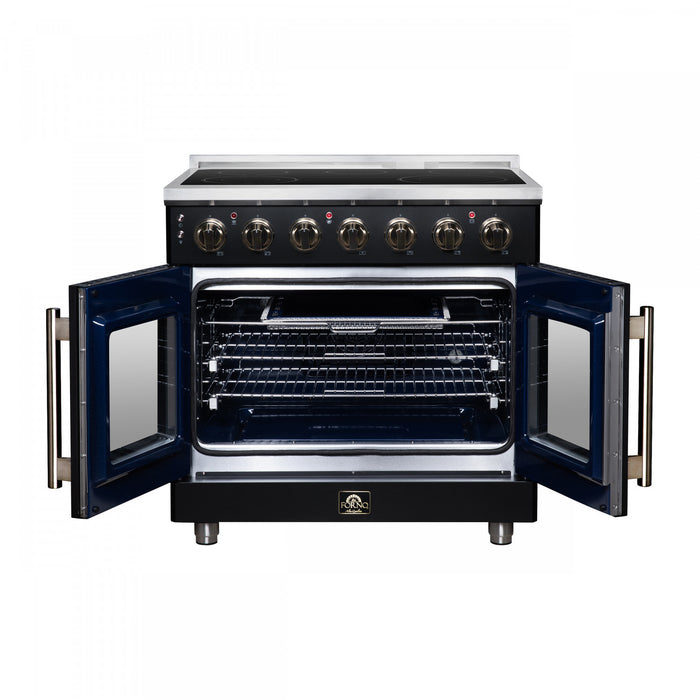 Forno Massimo 36 Inch French Door Electric range, 5 radiant burners, 5.36 cu.ft., Black - FFSEL6955-36BLK Electric Range