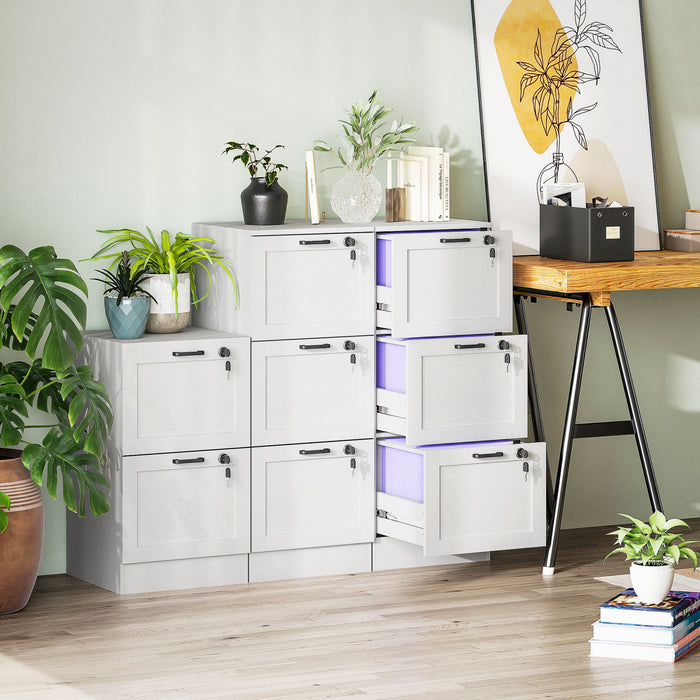 HOMCOM Office File Cabinet with 3 Drawers, Vertical Filing Cabinet, White