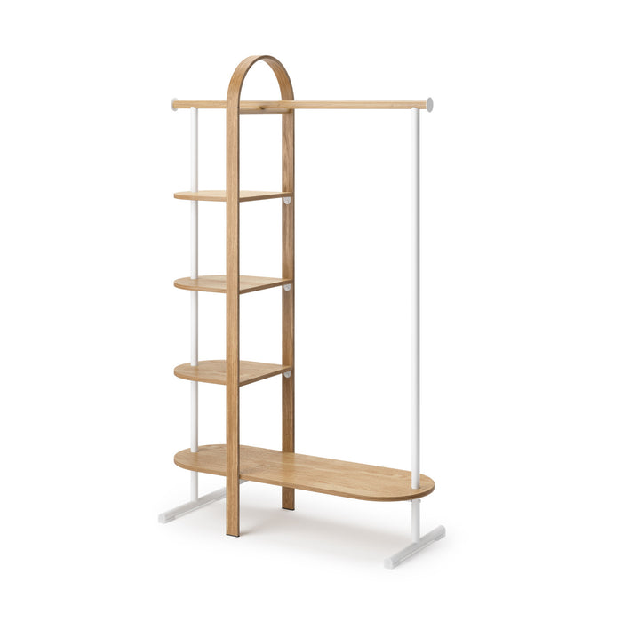 Umbra Modern Wood Bellwood Garment Rack Coat Rack - White and Natural