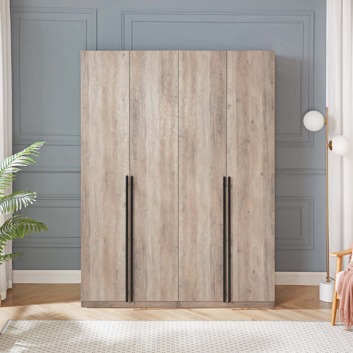 Lee Modern 32\" Wardrobe Closet in Rustic Gray - Set of 2 Armoire