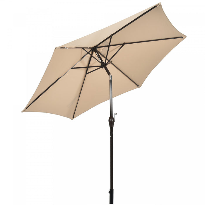 Costway 9Ft Outdoor Market Patio Table Umbrella Push Button Tilt Crank Lift Beige