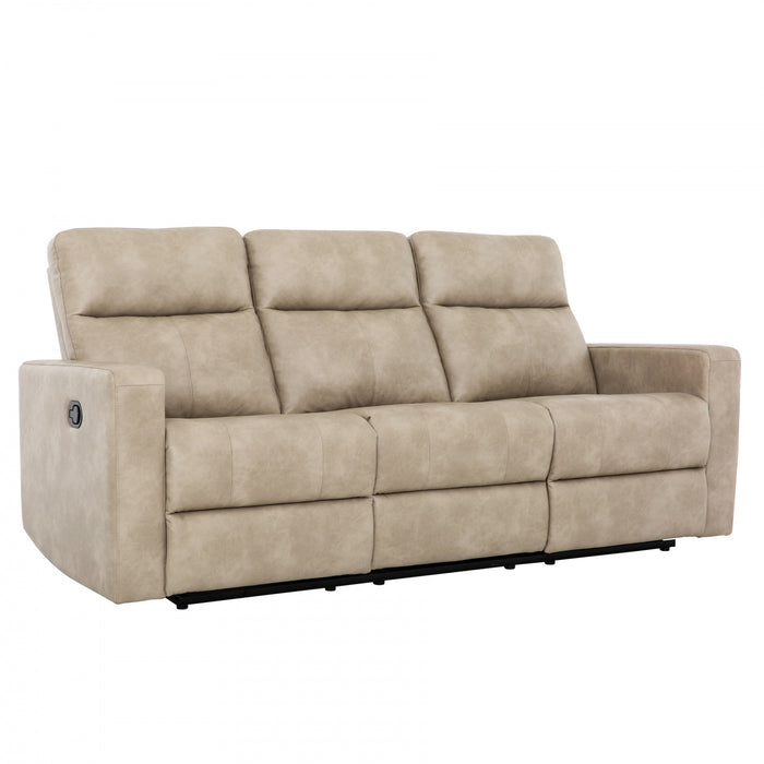 Denton 81 in. Faux Leather Manual Reclining Sofa - Taupe